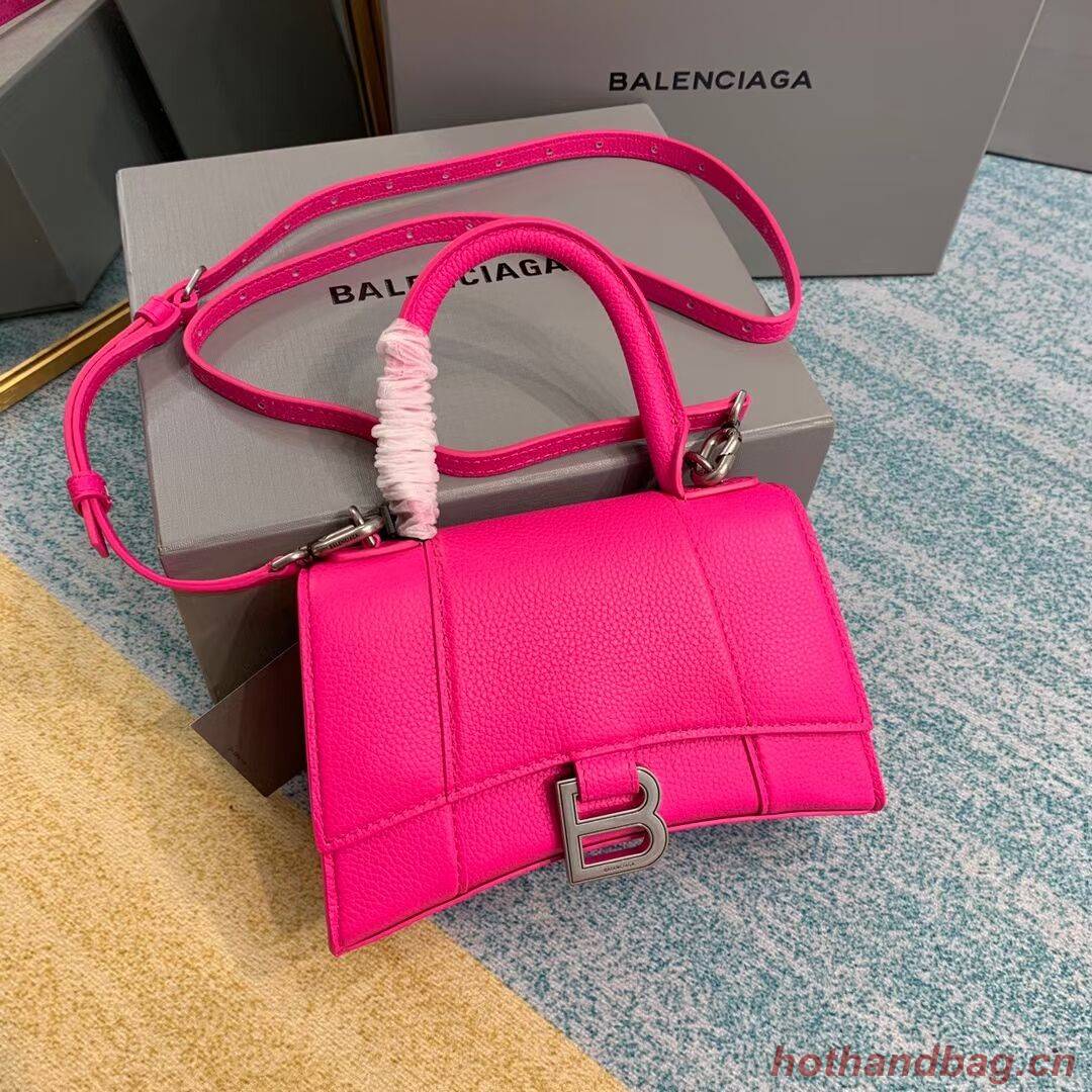 Balenciaga HOURGLASS XS TOP HANDLE BAG Grained calsfkin B108896  neon pink