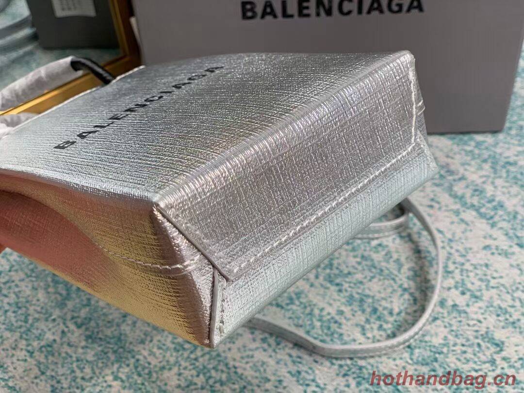 Balenciaga Original Leather Mini Shopper Bag B152865 Silver