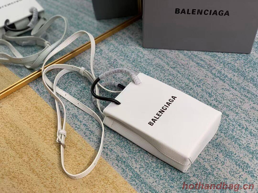 Balenciaga Original Leather Mini Shopper Bag B152865 white&black