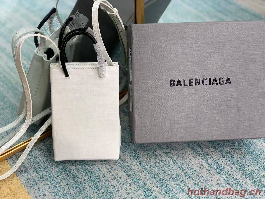 Balenciaga Original Leather Mini Shopper Bag B152865 white&green