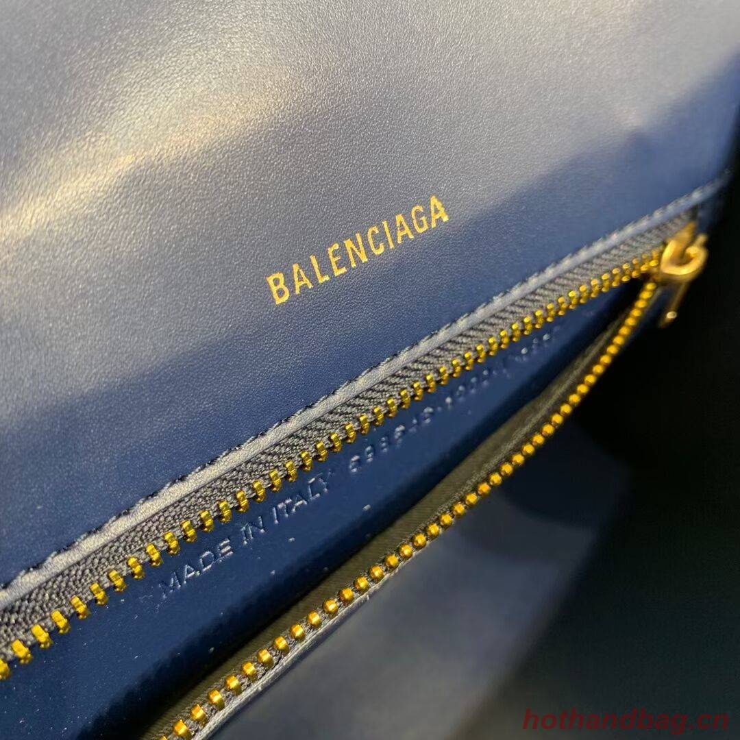 Balenciaga HOURGLASS SMALL TOP HANDLE BAG crocodile embossed calfskin B108895E dark blue