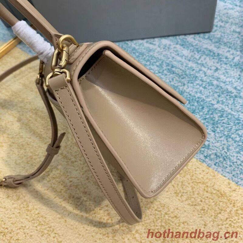 Balenciaga Hourglass XS Top Handle Bag shiny box calfskin 28331 apricot 
