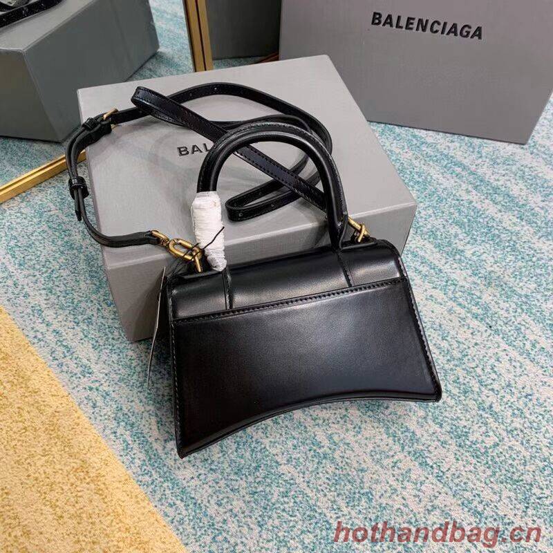 Balenciaga Hourglass XS Top Handle Bag shiny box calfskin 28331 black