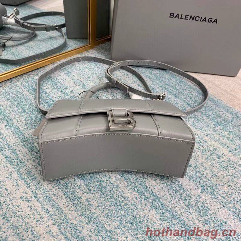 Balenciaga Hourglass XS Top Handle Bag shiny box calfskin 28331 grey