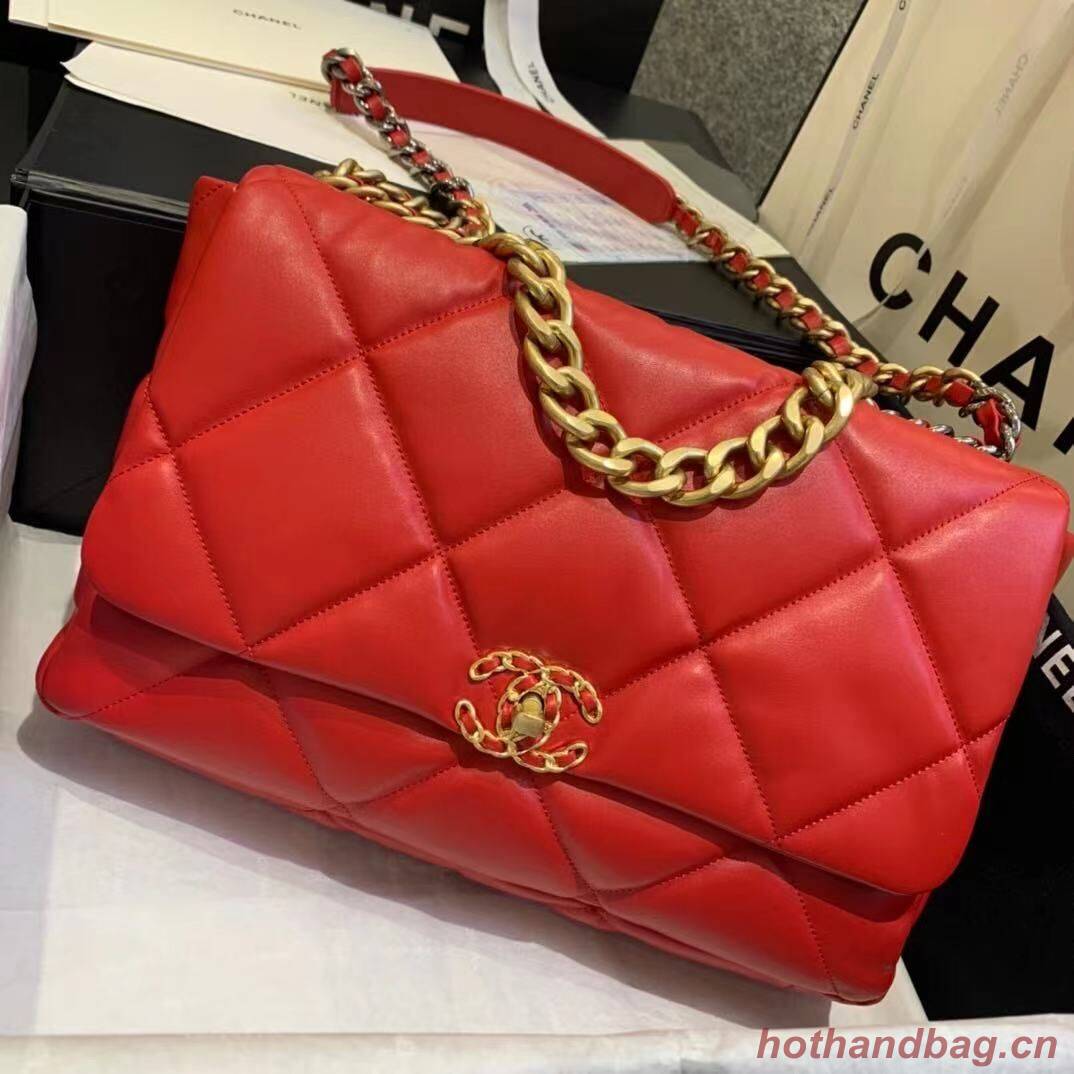 Chanel 19 flap bag AS1162 red