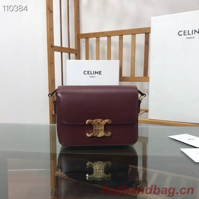 Celine TEEN TRIOMPHE BAG IN SHINY CALFSKIN MINERAL 188423 Burgundy