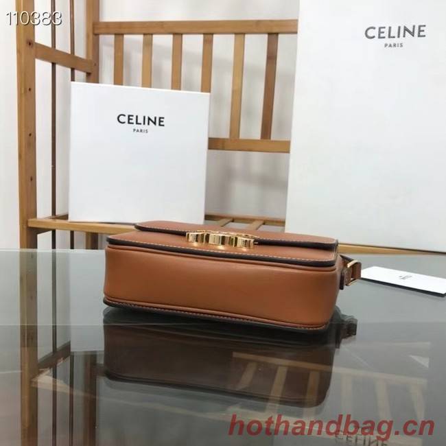 Celine TEEN TRIOMPHE BAG IN SHINY CALFSKIN MINERAL 188423 brown