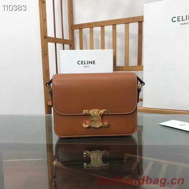 Celine TEEN TRIOMPHE BAG IN SHINY CALFSKIN MINERAL 188423 brown