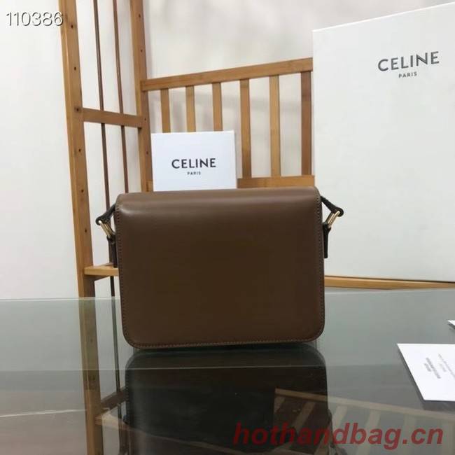 Celine TEEN TRIOMPHE BAG IN SHINY CALFSKIN MINERAL 188423 Khaki