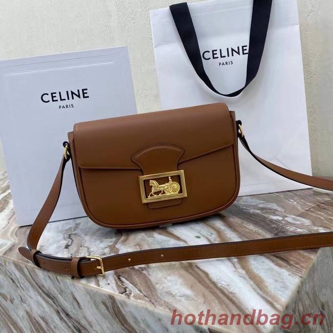 Celine TEEN TRIOMPHE BAG IN SHINY CALFSKIN MINERAL 195302 brown