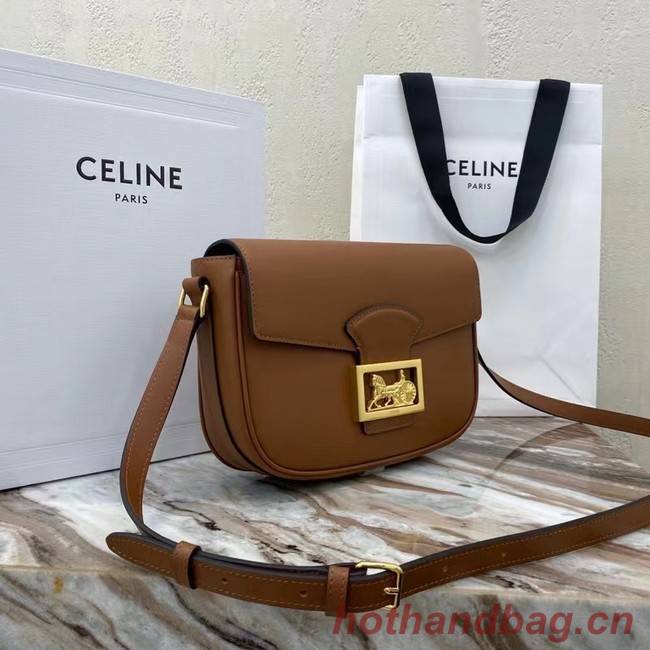 Celine TEEN TRIOMPHE BAG IN SHINY CALFSKIN MINERAL 195302 brown