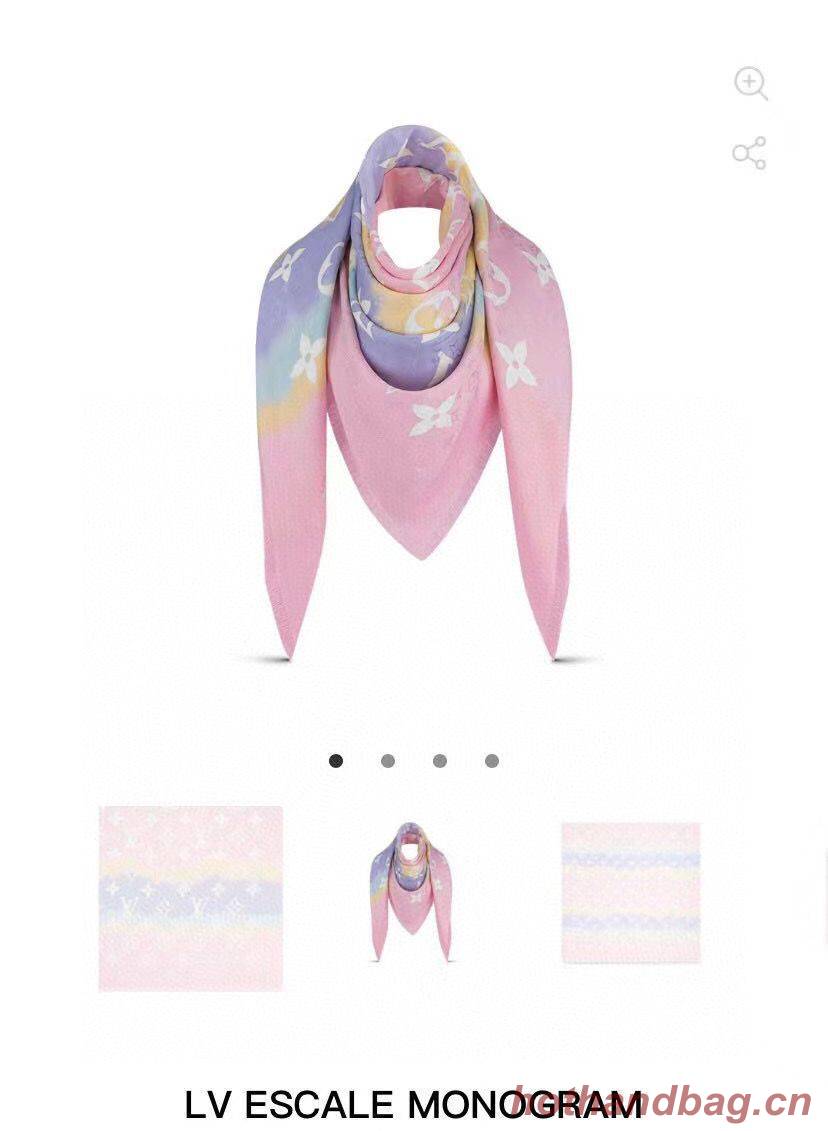 Louis Vuitton ESCALE MONOGRAM SQUARE Silk Scarf M76780 Pink