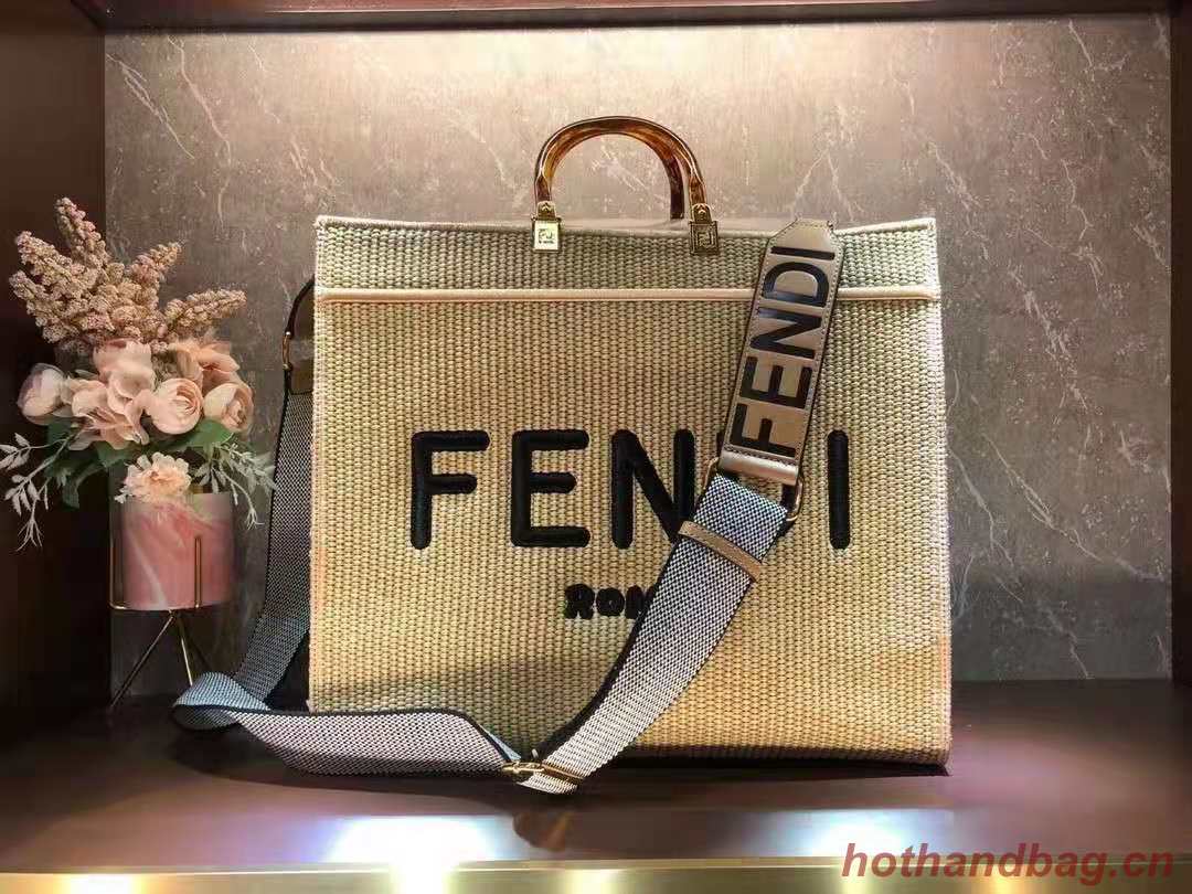 FENDI PEEKABOO X-TOTE FF Weave Bag 8BH376 Brown