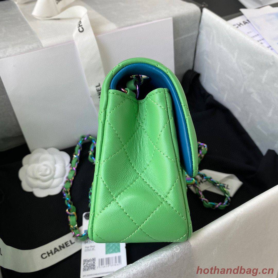 Chanel Classic Flap Shoulder Bag Original Sheepskin leather Colors Buckle A01116 Green&Blue