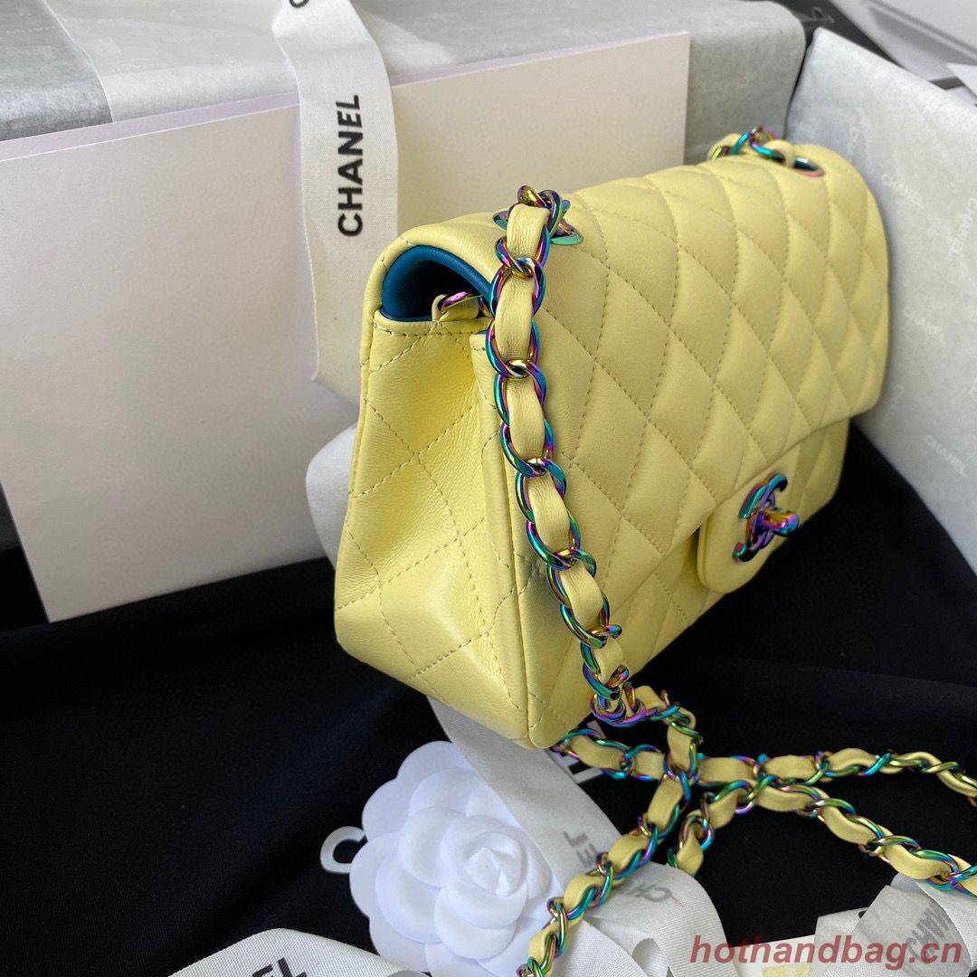 Chanel Classic Flap Shoulder Bag Original Sheepskin leather Colors Buckle A01116 Yellow&Blue
