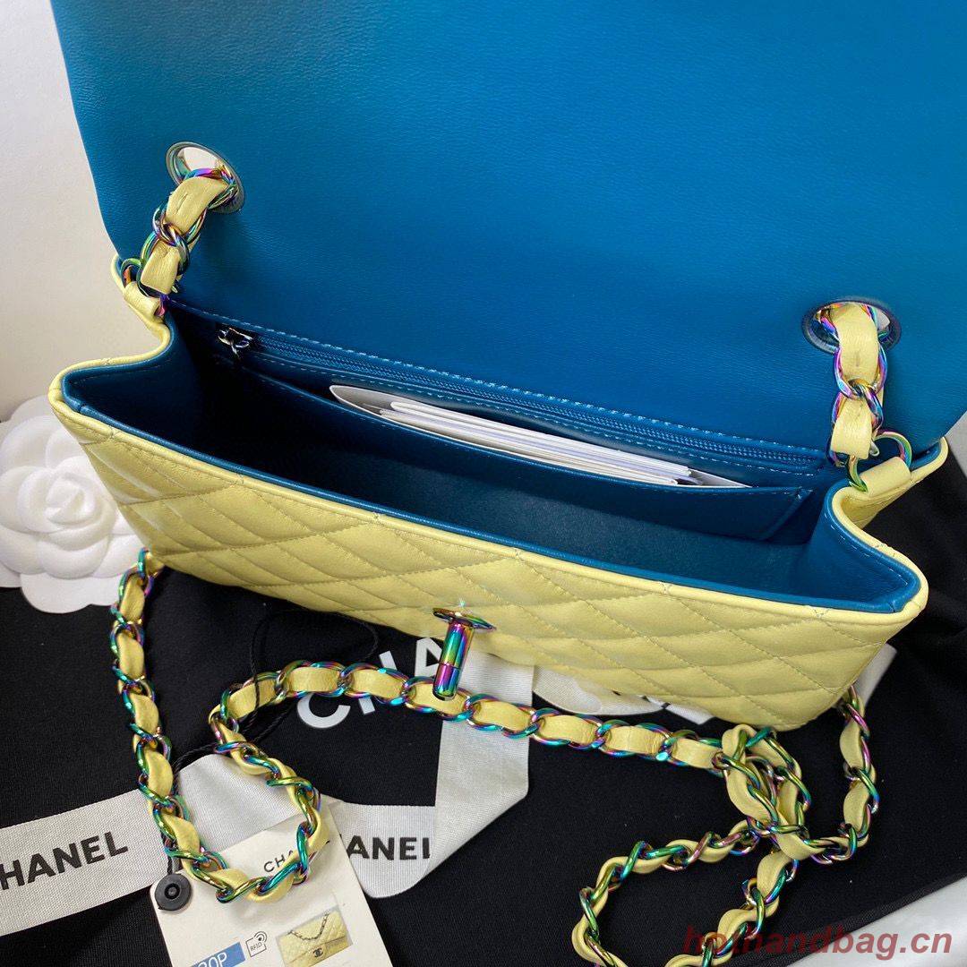Chanel Classic Flap Shoulder Bag Original Sheepskin leather Colors Buckle A01116 Yellow&Blue