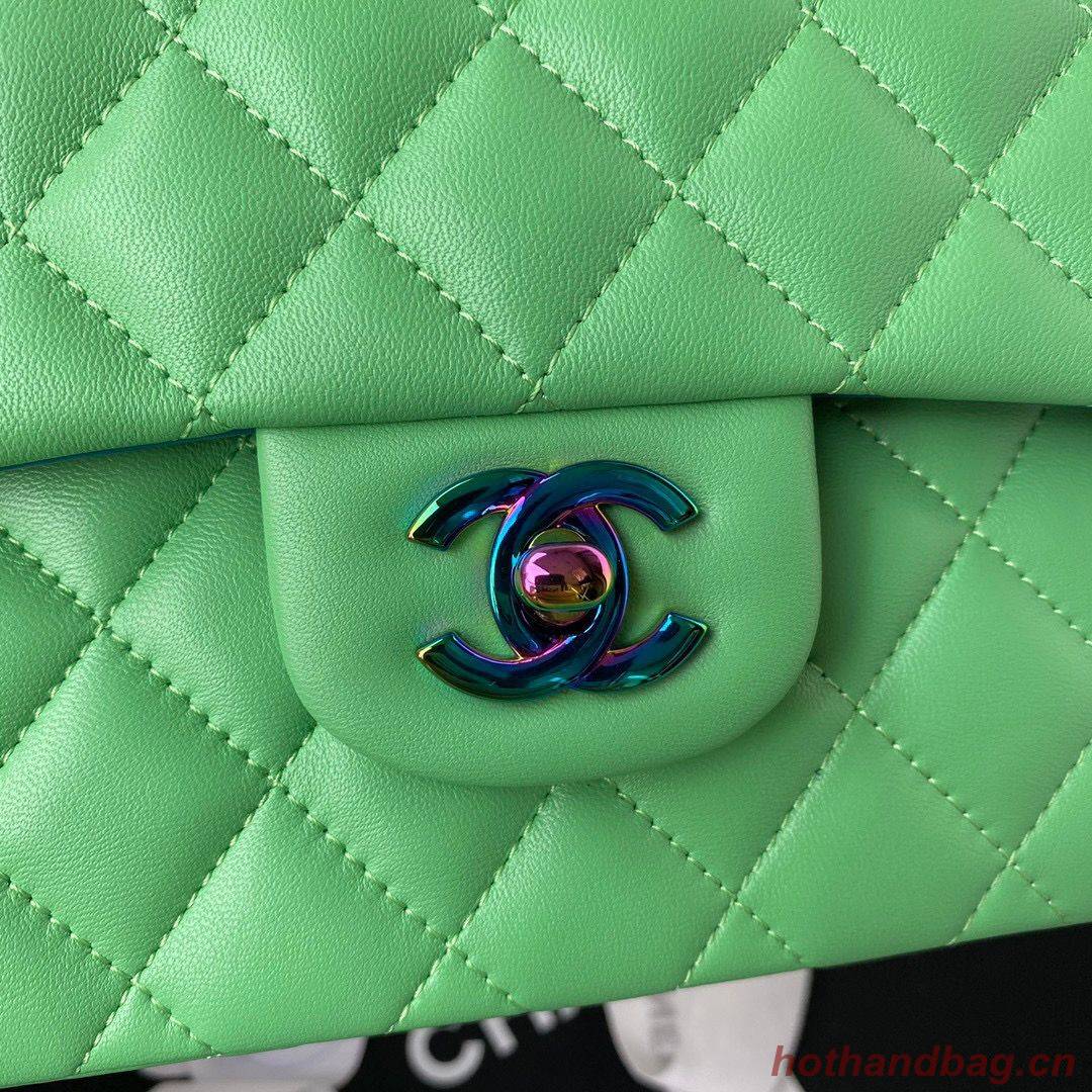 Chanel Classic Flap Shoulder Bag Original Sheepskin leather Colors Buckle Medium A01113 Green&Blue