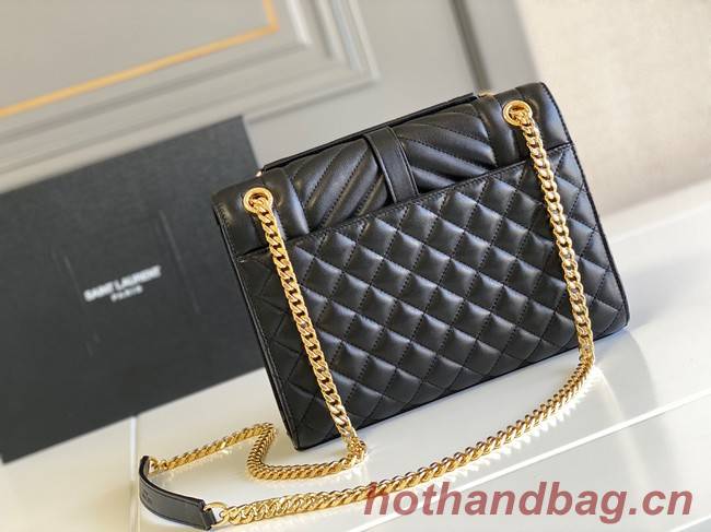 Yves Saint Laurent Calfskin Leather 487206 black&gold