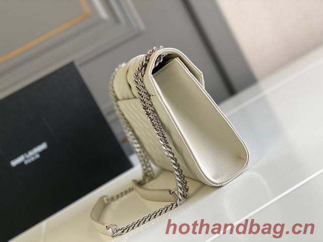 Yves Saint Laurent Calfskin Leather 487206 white&Ancient silver