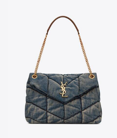 Yves Saint Laurent PUFFER MEDIUM BAG IN VINTAGE DENIM AND SUEDE 577475 Blue Yves Saint Laurent PUFFER MEDIUM BAG IN VINTAGE DENIM AND SUEDE 577475 Blue