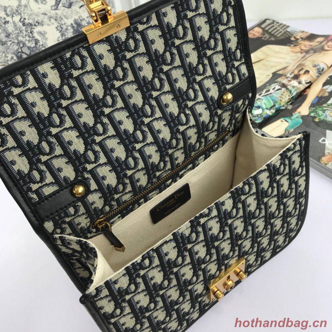 Dior Oblique Canvas Chain Shoulder Flap Bag S2013 Navy Blue
