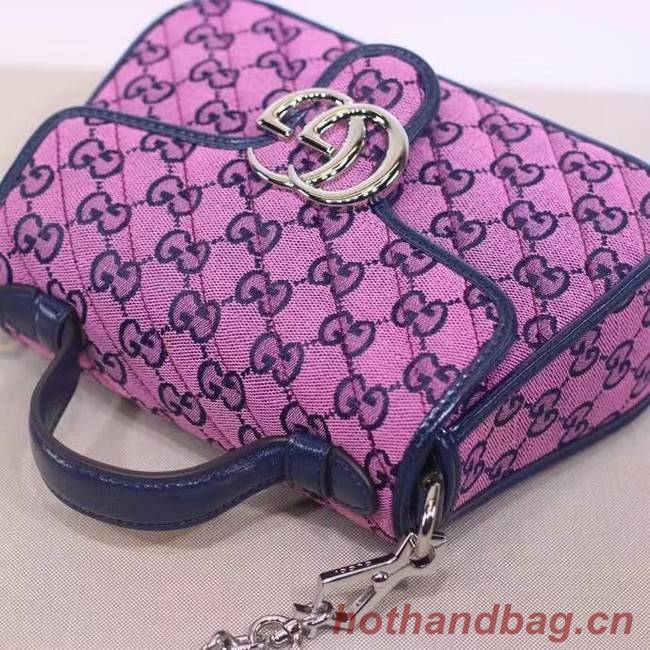 Gucci GG Marmont Multicolor mini top handle bag 583571 Pink and blue