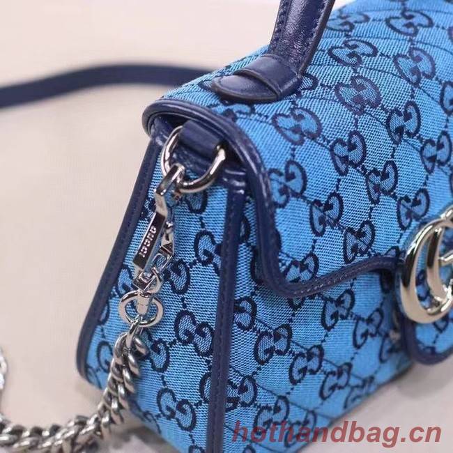 Gucci GG Marmont Multicolor mini top handle bag 583571 blue