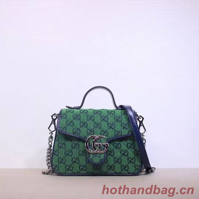 Gucci GG Marmont Multicolor mini top handle bag 583571 green