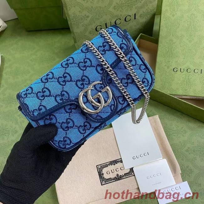 Gucci GG Marmont Multicolor super mini bag 476433 Light blue