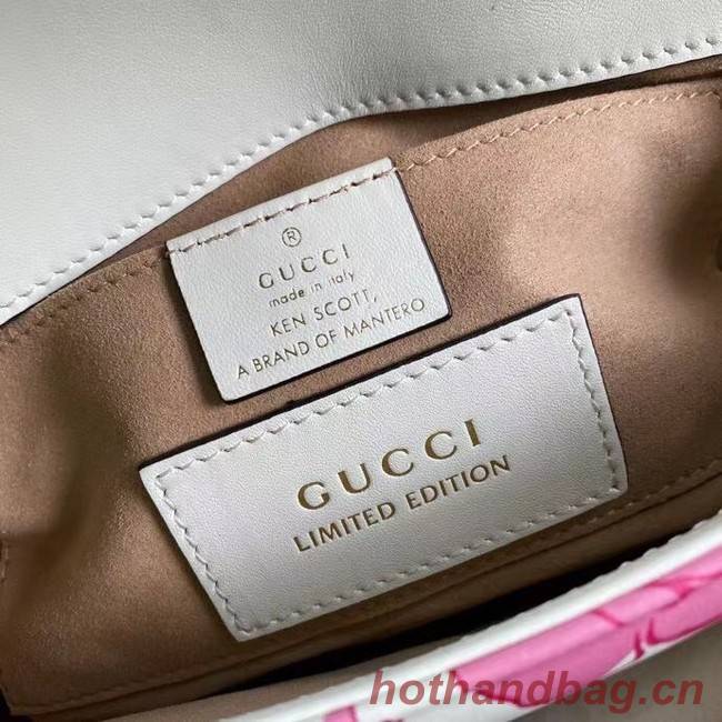 Gucci GG Marmont matelasse Mini Bag 446744 White flowers