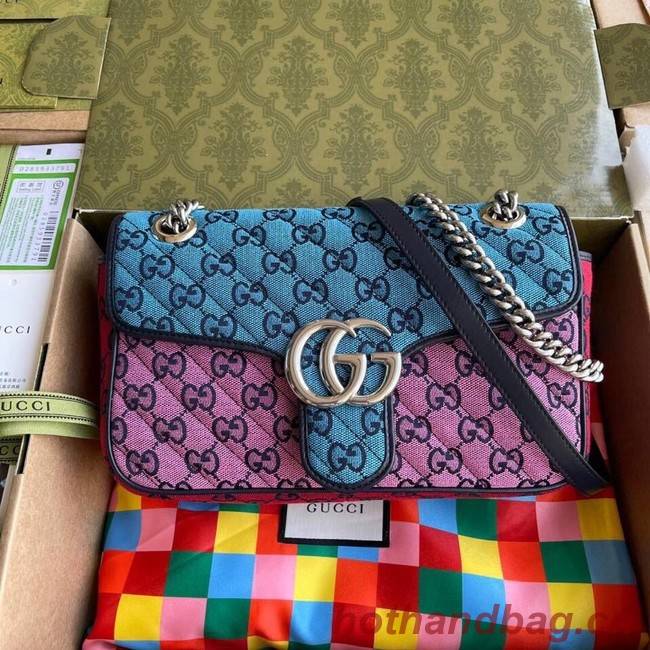 Gucci GG Marmont multicolor small shoulder bag 443497 Pink&blue&green&red