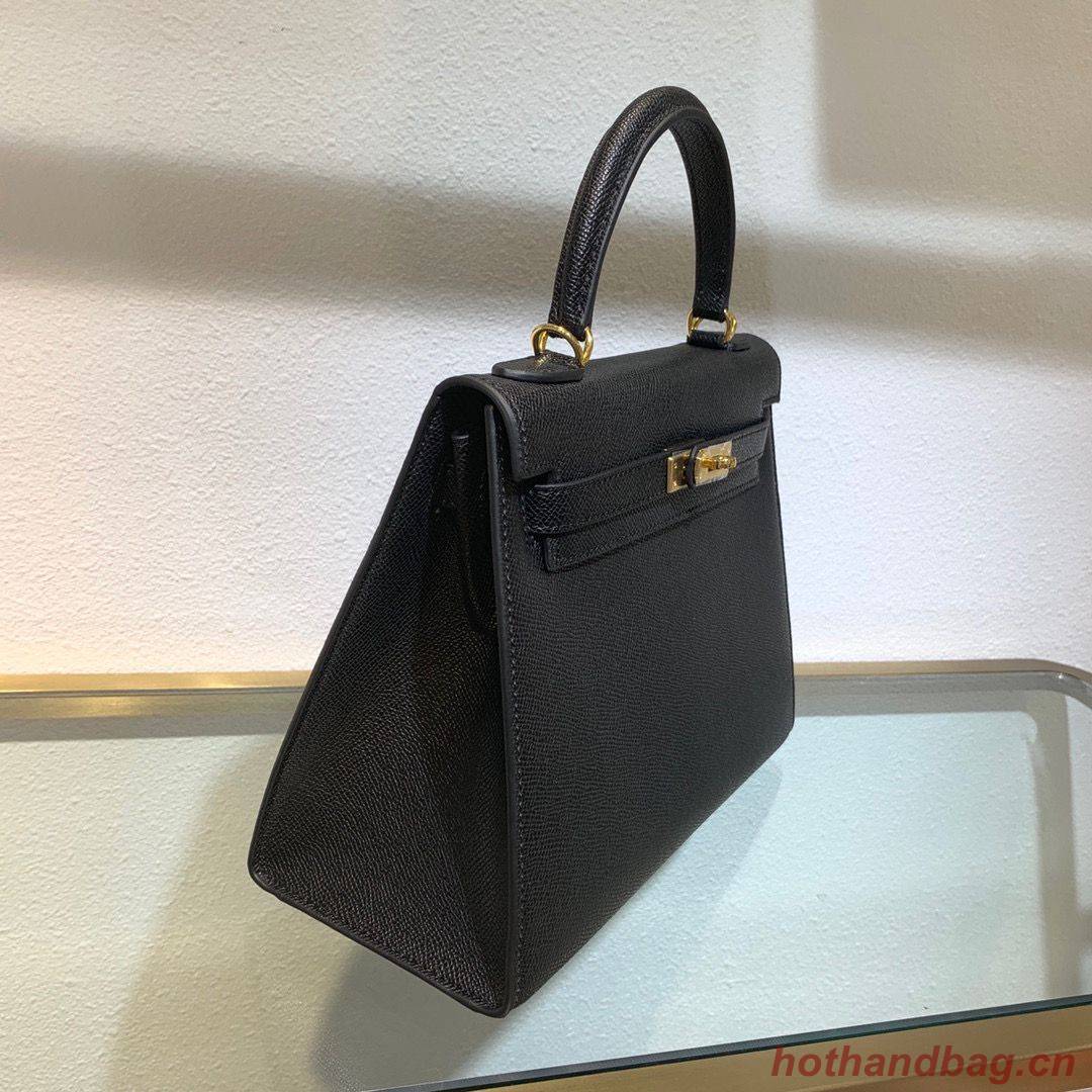 Hermes Kelly 22cm 25cm Tote Bag Original Epsom Leather Bag KL22 KL25 Black