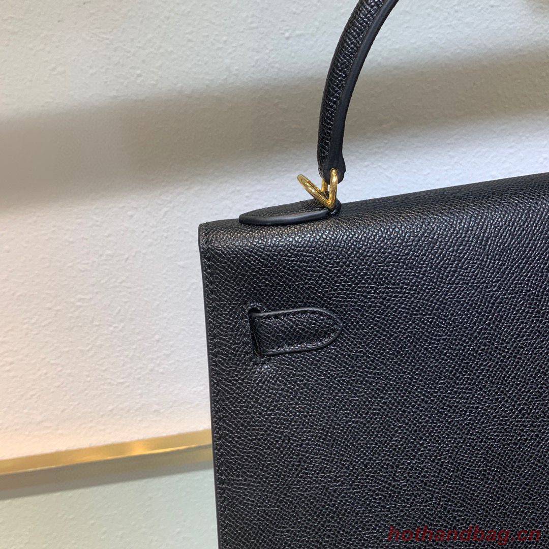 Hermes Kelly 22cm 25cm Tote Bag Original Epsom Leather Bag KL22 KL25 Black