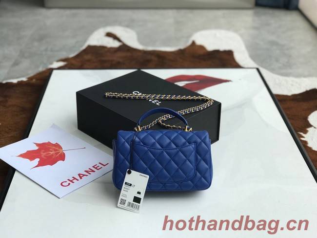 CHANEL mini flap bag with top handle AS2431 blue