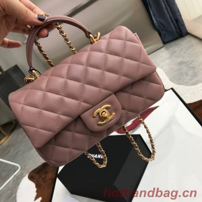 CHANEL mini flap bag with top handle AS2431 pink