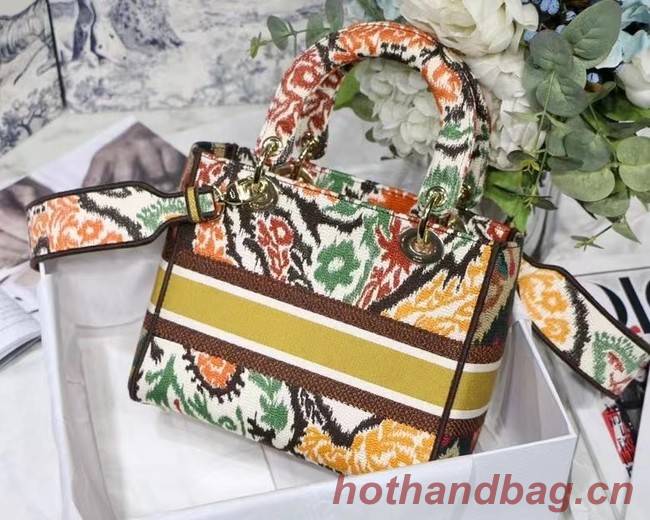 MEDIUM LADY D-LITE BAG M0565O Yellow Multicolor Dior Paisley Embroidery