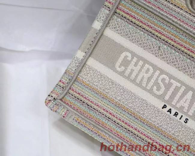 MINI DIOR BOOK TOTE Multicolor Stripes Embroidery S5475Z