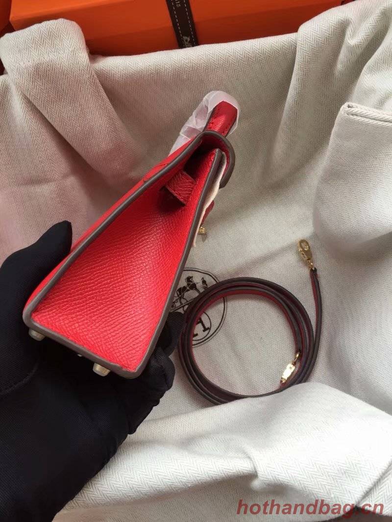Hermes Kelly 19cm Shoulder Bags Epsom Leather KL19 Red