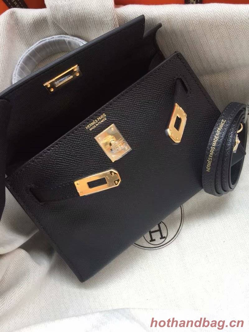 Hermes Kelly 19cm Shoulder Bags Epsom Leather KL19 black