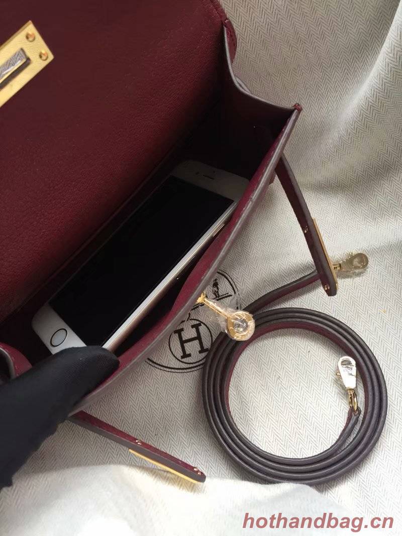 Hermes Kelly 19cm Shoulder Bags Epsom Leather KL19 fuchsia 