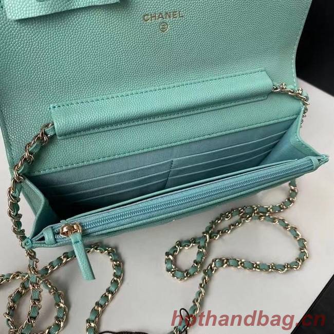 CHANEL mini wallet on chain AP2136 green