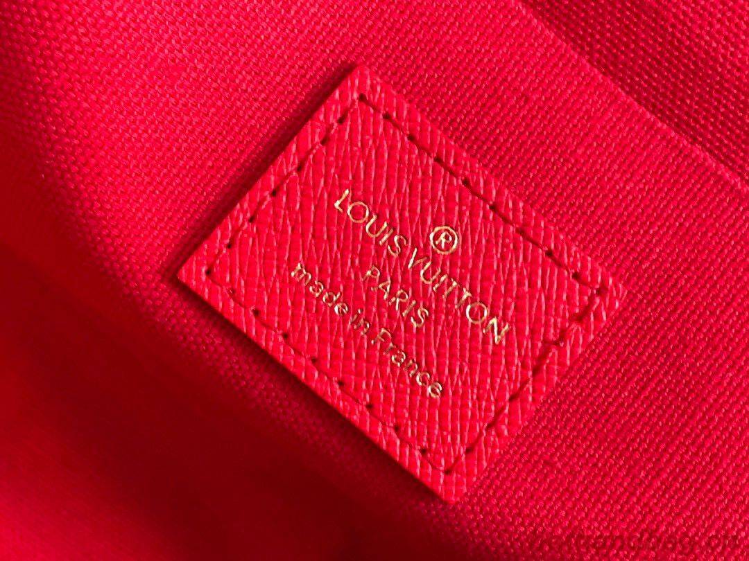 Louis Vuitton Damier Ebene Canvas Original Leather Pochette Bag N63032 Red