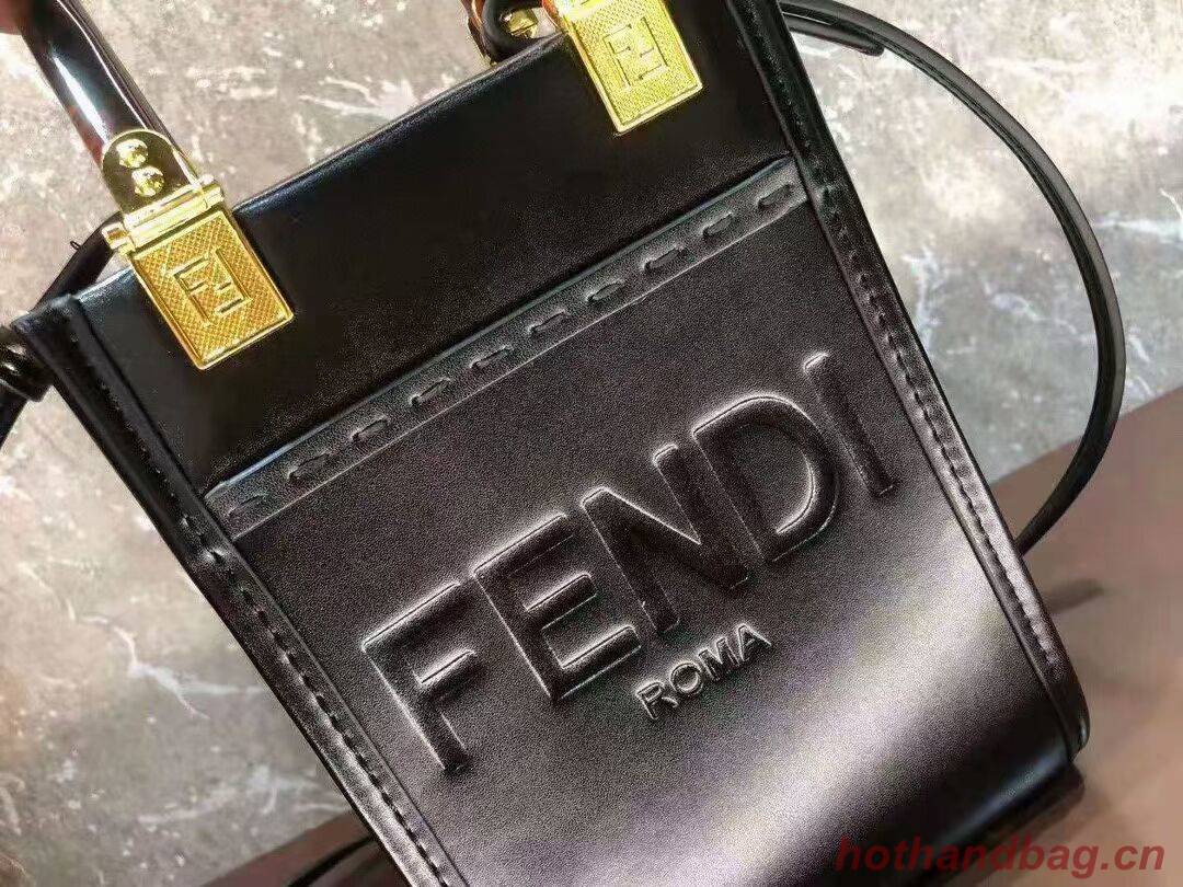 FENDI MINI SUNSHINE SHOPPER leather mini-bag 8BS051ABV black
