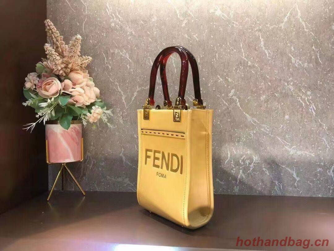 FENDI MINI SUNSHINE SHOPPER leather mini-bag 8BS051ABV yellow