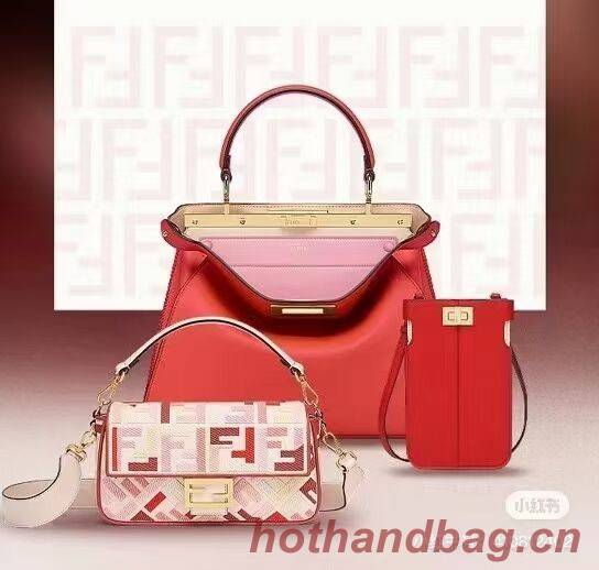 FENDI PEEKABOO ISEEU MEDIUM leather bag 8BN321A6 red