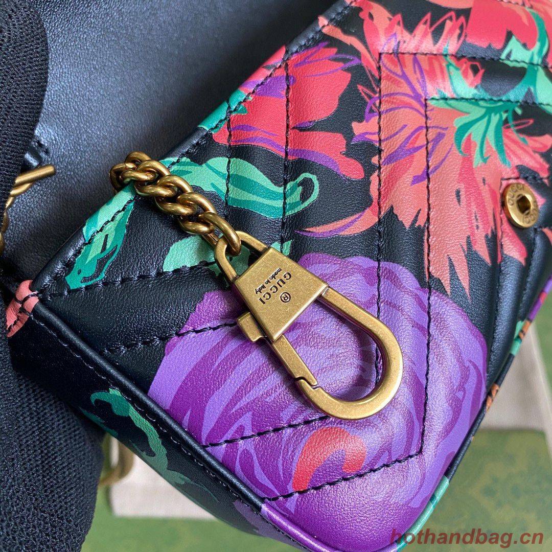 Gucci Dionysus Leather Super mini Bag 476433 Black Flower