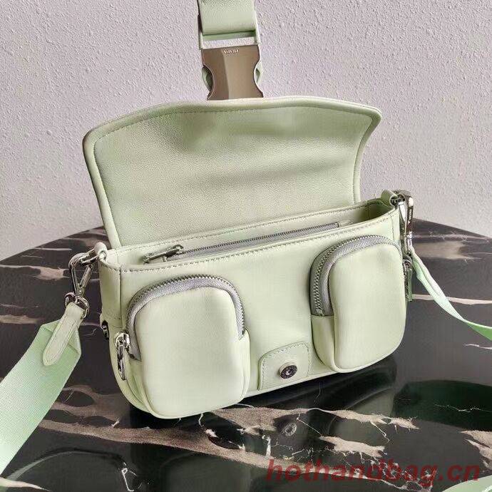 Prada Pocket nylon and brushed leather bag 1BD295 green Prada Pocket nylon and brushed leather bag 1BD295 green