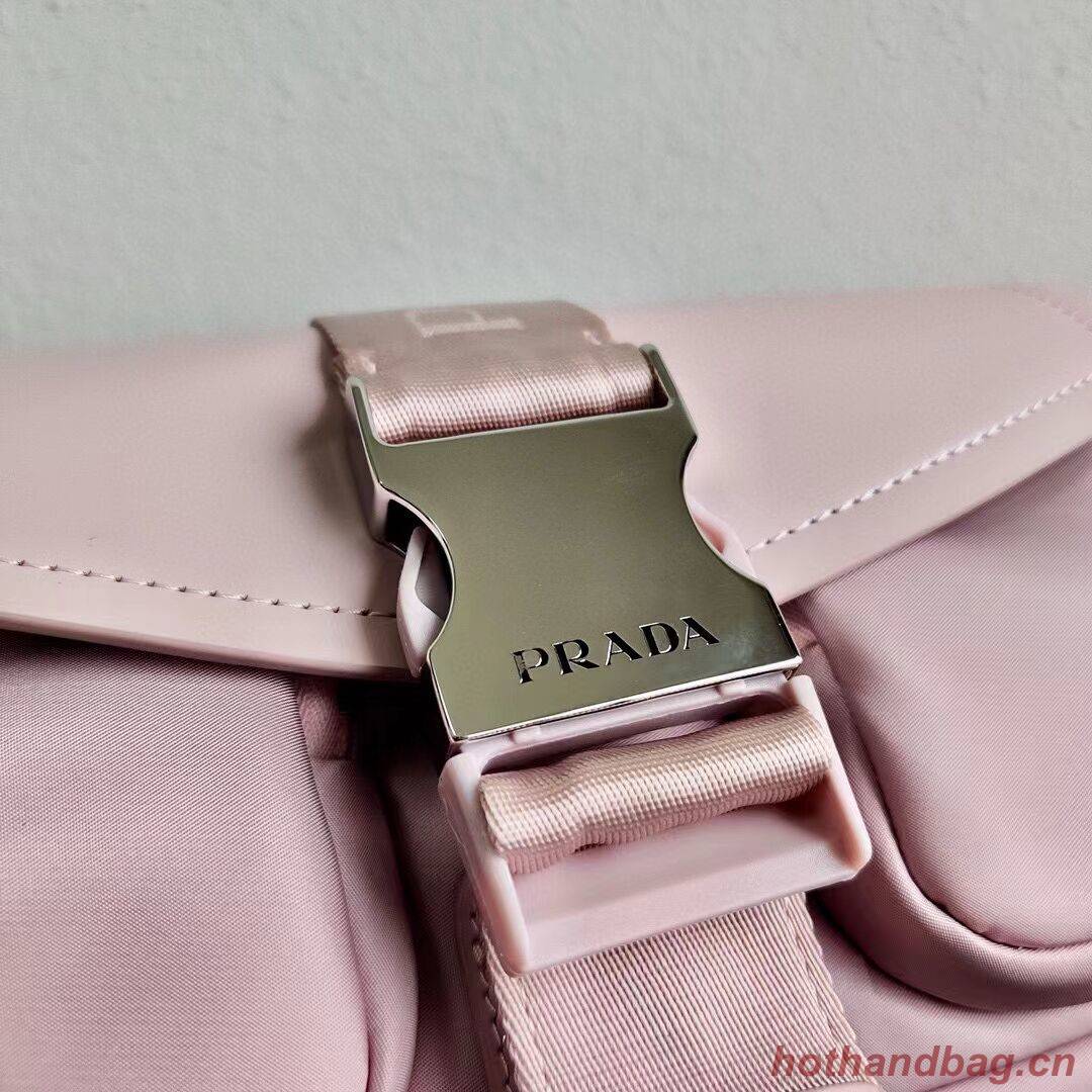 Prada Pocket nylon and brushed leather bag 1BD295 pink