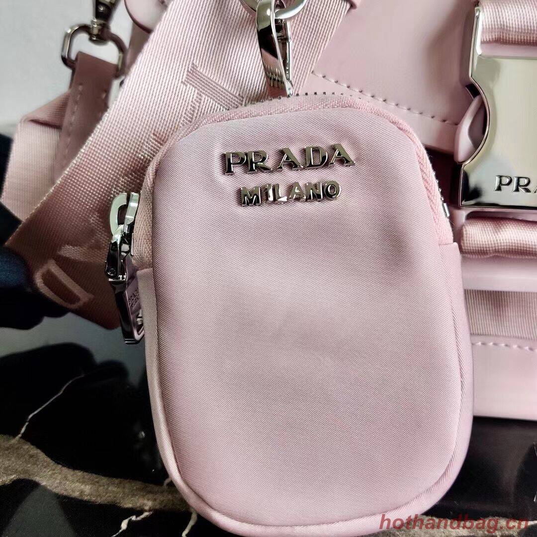 Prada Pocket nylon and brushed leather bag 1BD295 pink Prada Pocket nylon and brushed leather bag 1BD295 pink