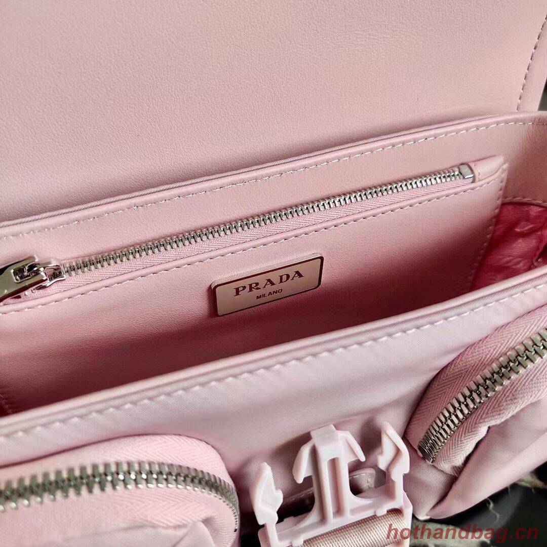 Prada Pocket nylon and brushed leather bag 1BD295 pink Prada Pocket nylon and brushed leather bag 1BD295 pink